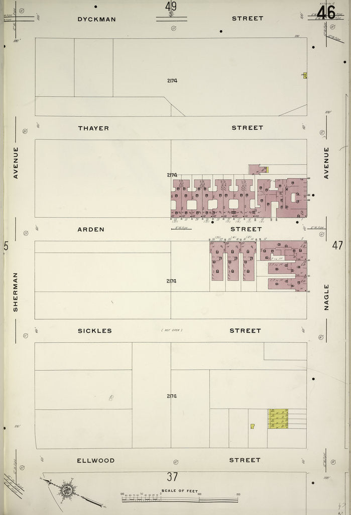 Detail of Map bounded by Dyckman St., Nagle Ave., Ellwood St., Sherman Ave., New York by Anonymous