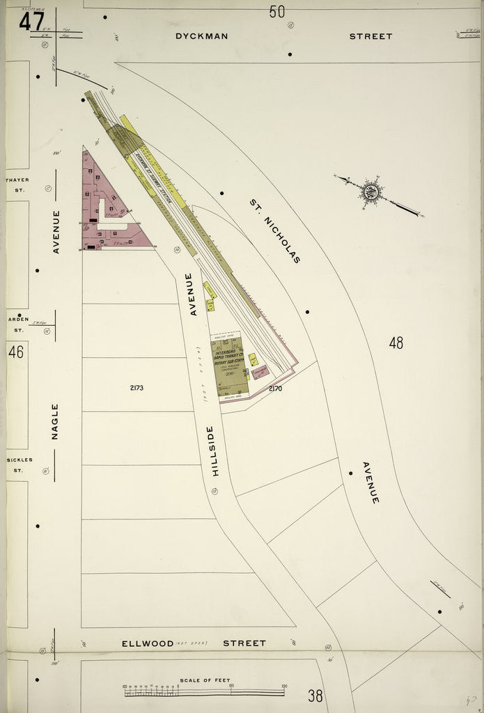 Detail of Map bounded by Dyckman St., St. Nicholas Ave., Ellwood St., Nagle Ave., New York by Anonymous