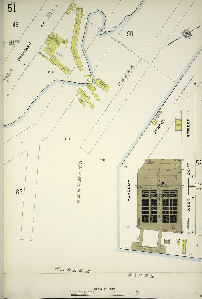 Detail of Map bounded by Dyckman St., W. 201st St., Harlem River, New York by Anonymous