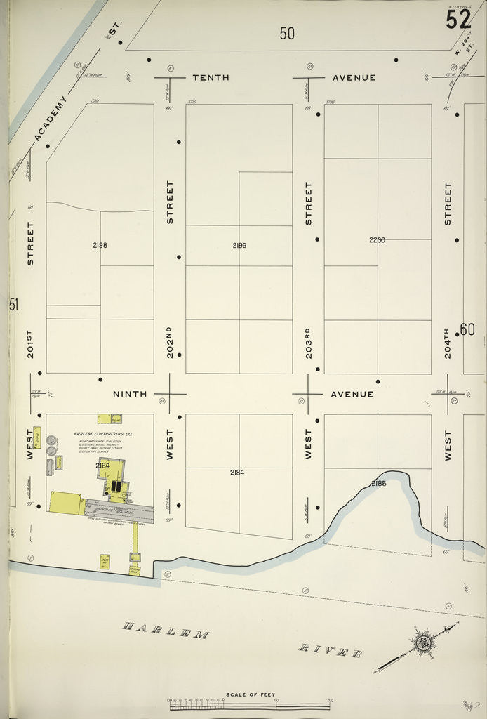 Detail of Map bounded by 10th Ave., W. 204th St., Harlem River, W. 201st St., New York by Anonymous