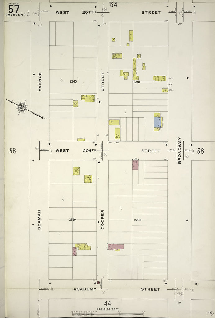 Detail of Map bounded by W. 207th St., Broadway, Academy St., Seaman Ave., New York by Anonymous