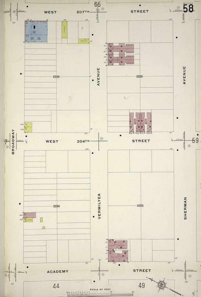 Detail of Map bounded by W. 207th St., Sherman Ave., Academy St., Broadway, New York by Anonymous