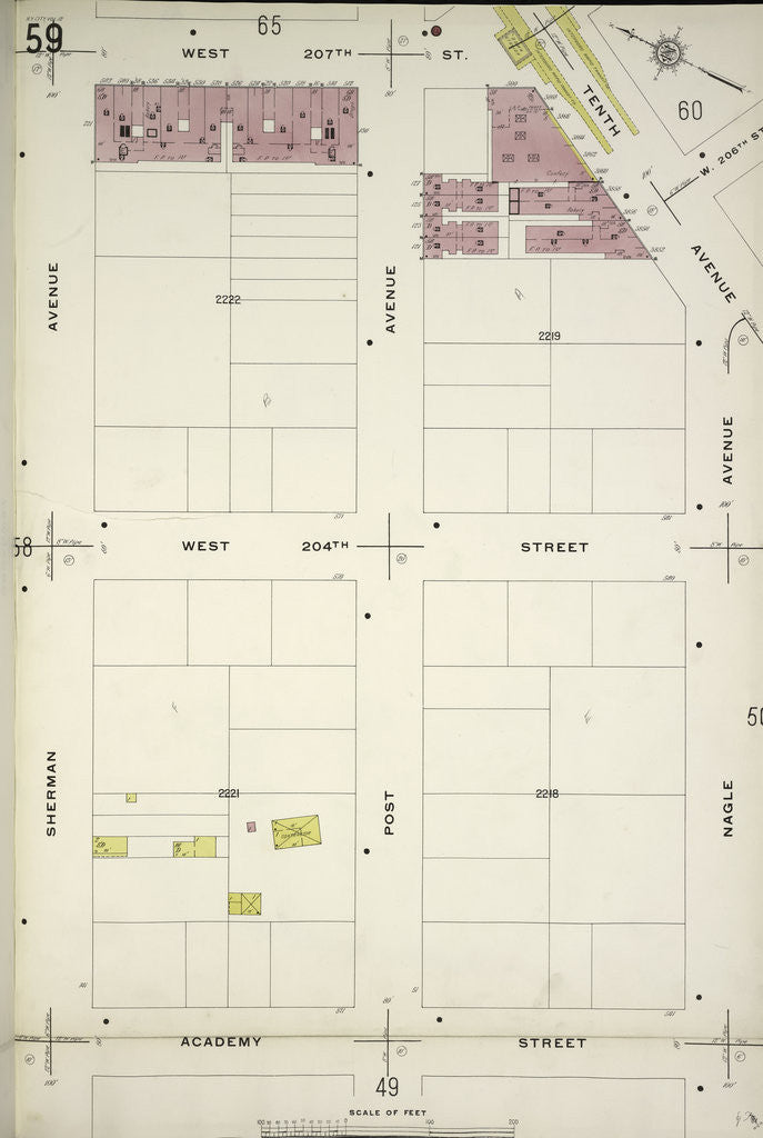 Detail of Map bounded by W. 207th St., Nagle Ave., Academy St., Sherman Ave., New York by Anonymous