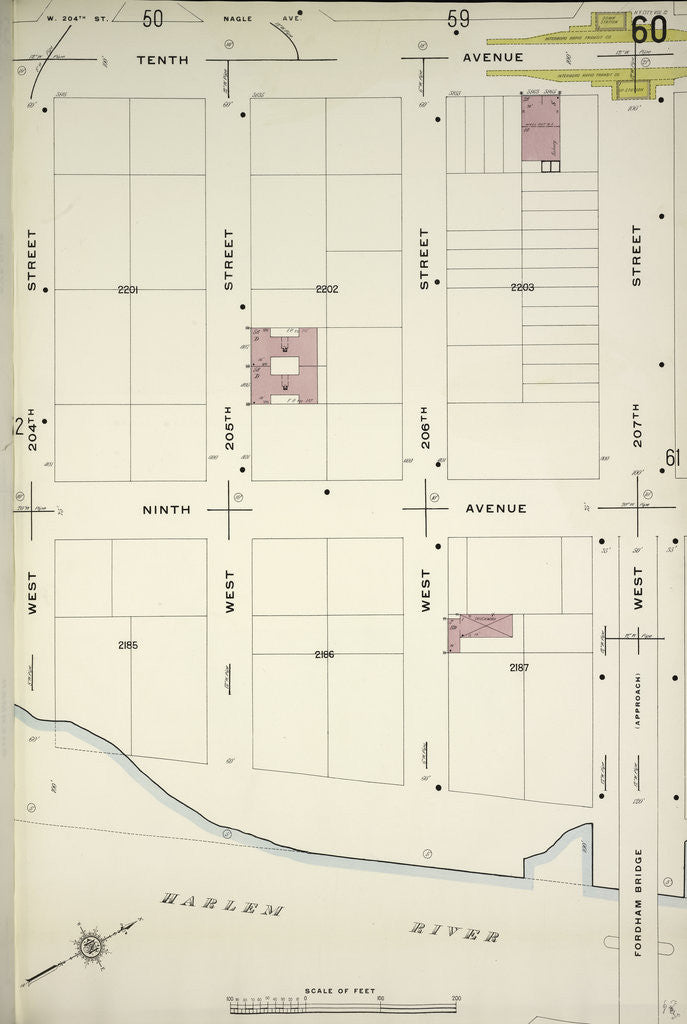 Detail of Map bounded by 10th Ave., W. 207th St., Harlem River, W. 204th St., New York by Anonymous
