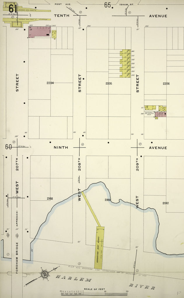 Detail of Map bounded by 10th Ave., W. 210th St., Harlem River, W. 207th St., New York by Anonymous