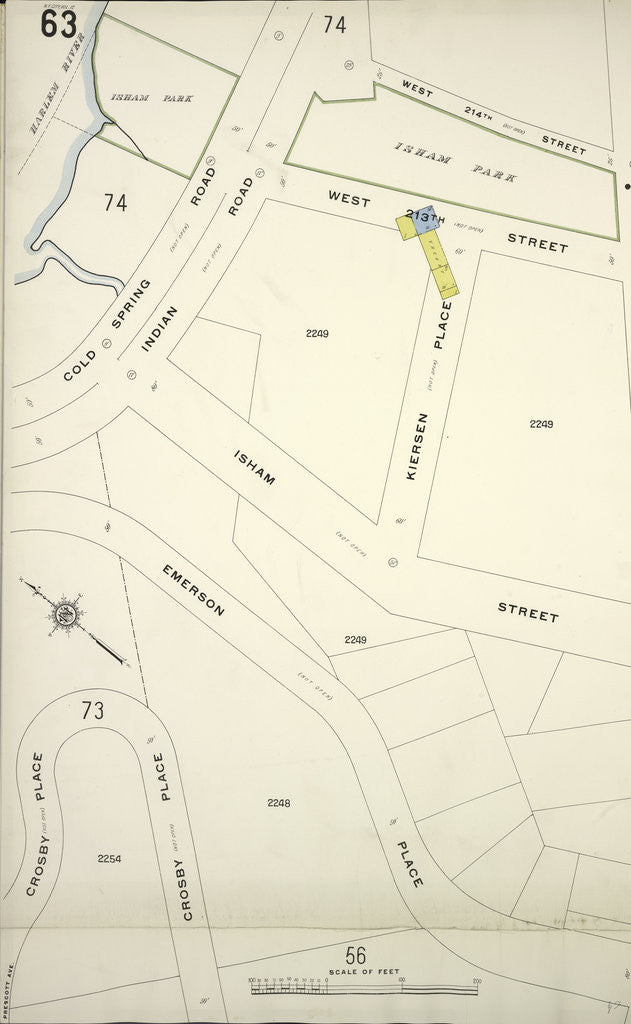 Detail of Map bounded by Cold Spring Rd., Crosby Place, New York by Anonymous