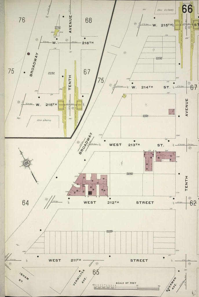 Detail of Map bounded by W. 215th St., 10th Ave., W. 211th St., Broadway, New York by Anonymous