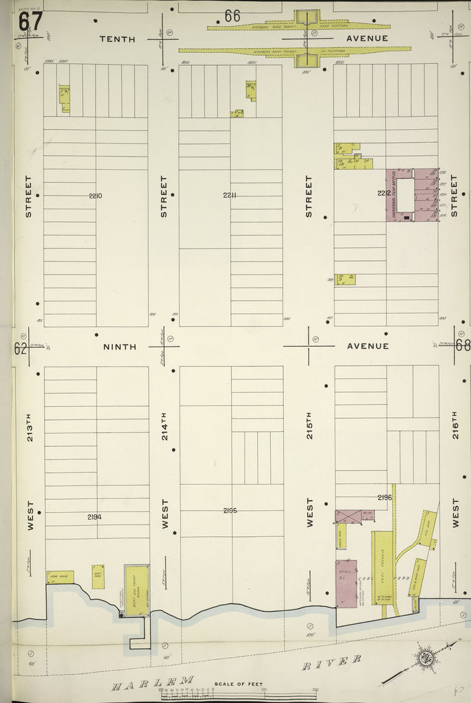 Detail of Map bounded by 10th Ave., W. 216th St., Harlem River, W. 213th St., New York by Anonymous