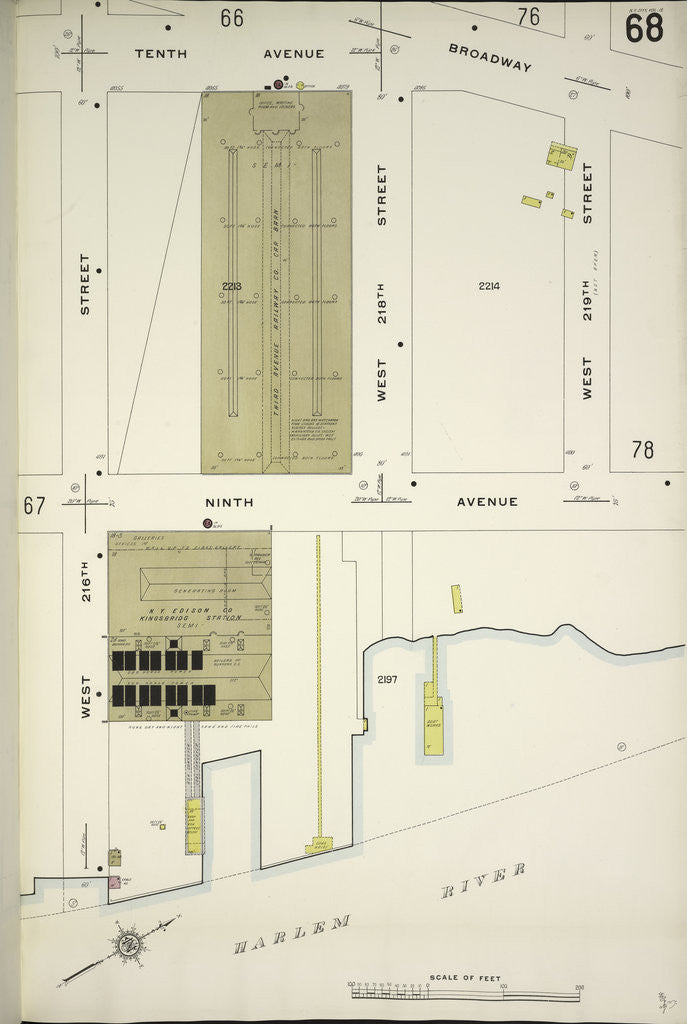 Detail of Map bounded by 10th Ave., Broadway, W. 219th St., Harlem River, W. 216th St., New York by Anonymous