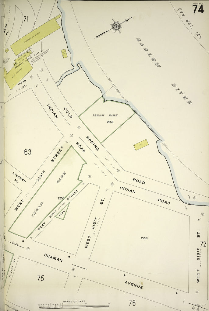 Detail of Map bounded by Harlem River, W. 218th St., Seaman Ave., W. 213th St., New York by Anonymous