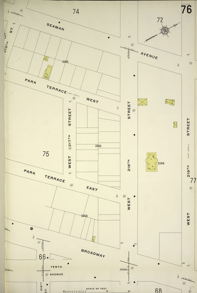 Detail of Map bounded by Seaman Ave., W. 219th St., Broadway, New York by Anonymous
