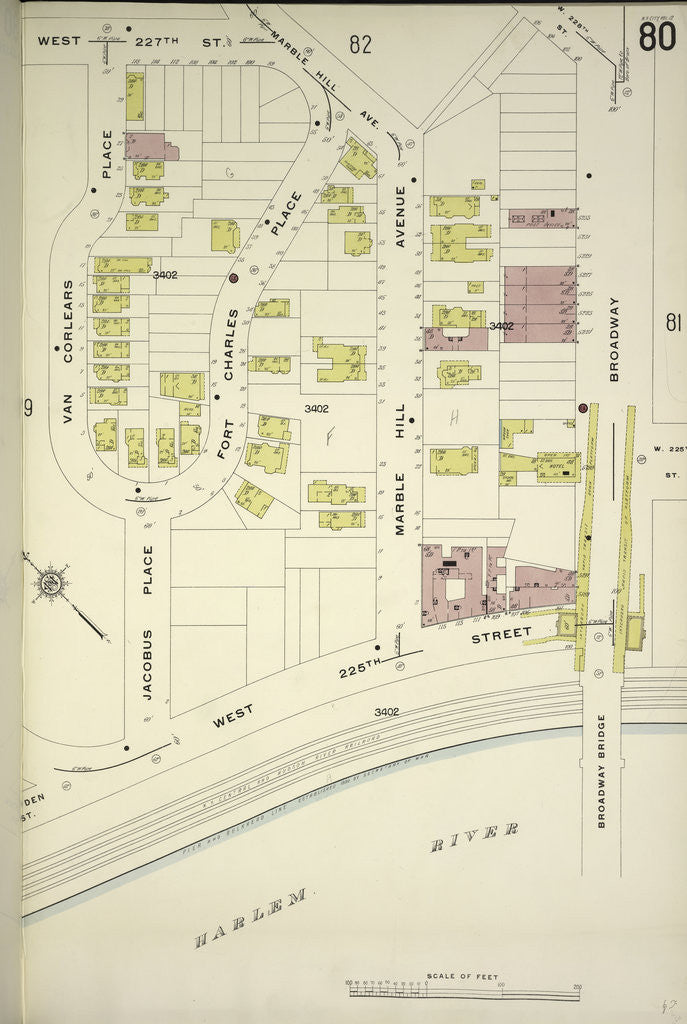 Detail of Map bounded byW. 227th St., Broadway, W. 225th St., Van Corlears Place, New York by Anonymous