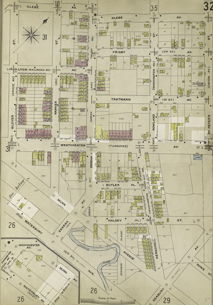 Detail of Map bounded by Glebe Ave., St. Peter's St., Seabury Ave., Waterbury Ave., Glover St., New York by Anonymous