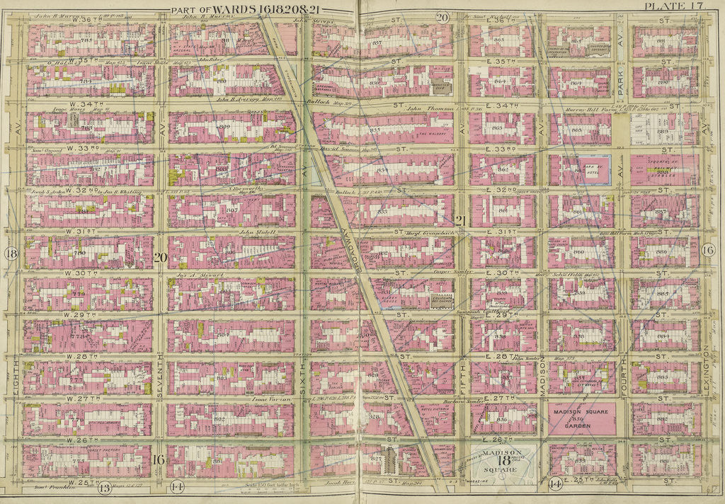 Detail of Map bounded by E. 36th St., Lexington Ave., W. 25th St., 8th Ave., New York by Anonymous