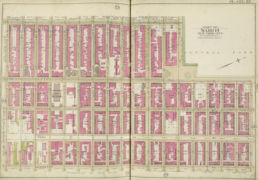 Detail of Map bounded by 6th Ave., E. 64th St., Lexington Ave., E. 47th St., New York by Anonymous