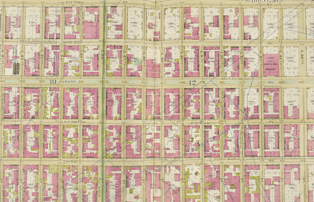 Detail of Map bounded by 5th Ave., E. 97th St., 2nd Ave., E. 80th St., New York by Anonymous