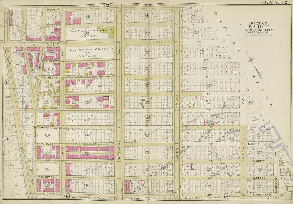 Detail of Map bounded by W. 147th St., Harlem River, W. 136th St., Avenue St., New York by Anonymous
