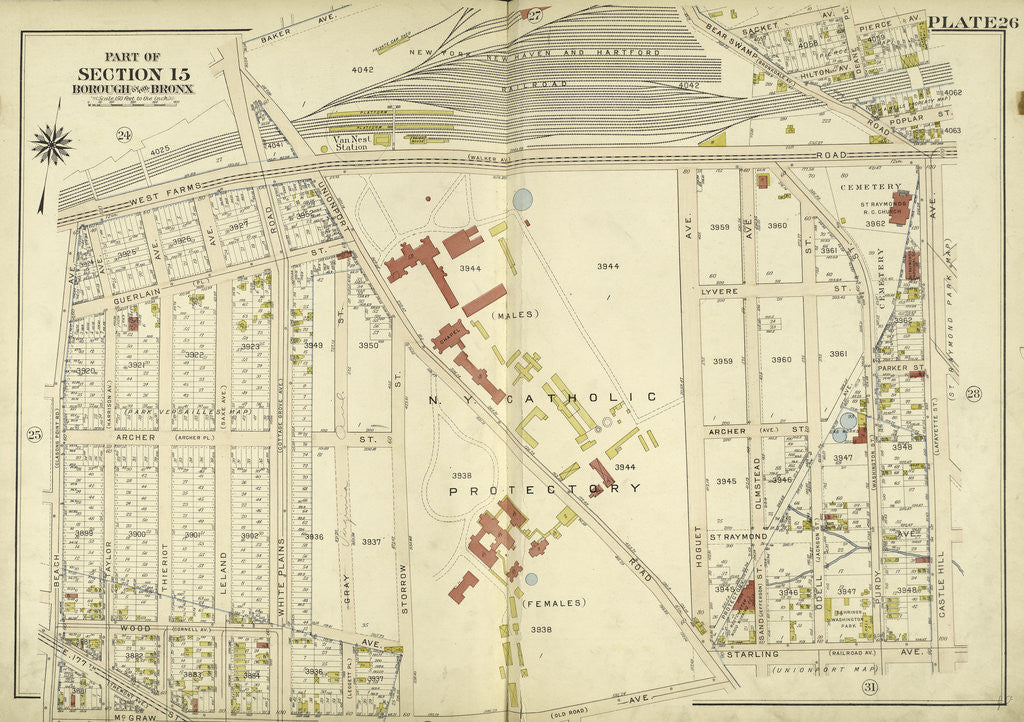 Detail of Map bounded by West Farms Rd., Castle Hill Ave., McGraw Ave., Beach Ave., New York by Anonymous