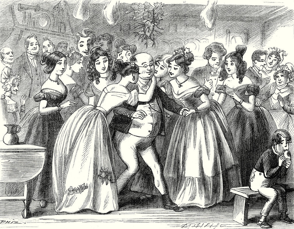 Detail of Pickwick Papers Before Mr. Pickwick Distinctly Knew What Was the Matter He Was Surrounded by the Whole Body and Kissed by Every One of Them by Anonymous