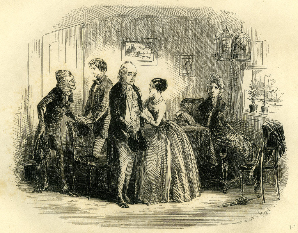 Detail of David Copperfield 'Mr. Wickfield and His Partner Wait Upon My Aunt' by Anonymous