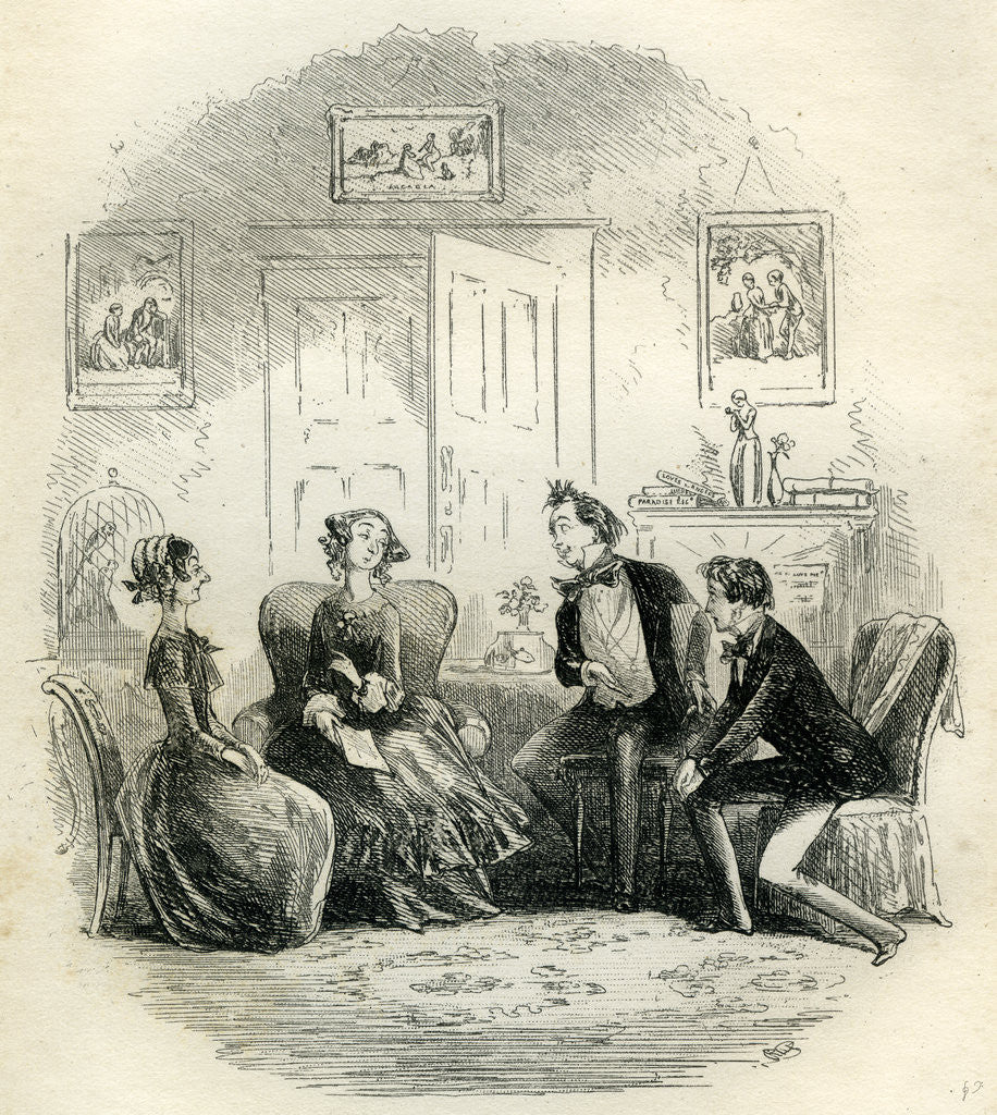 Detail of David Copperfield 'Traddles and Jin Conference with the Misses Spenlow' by Anonymous