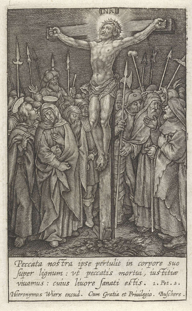 Detail of Christ on the cross by Hieronymus Wierix