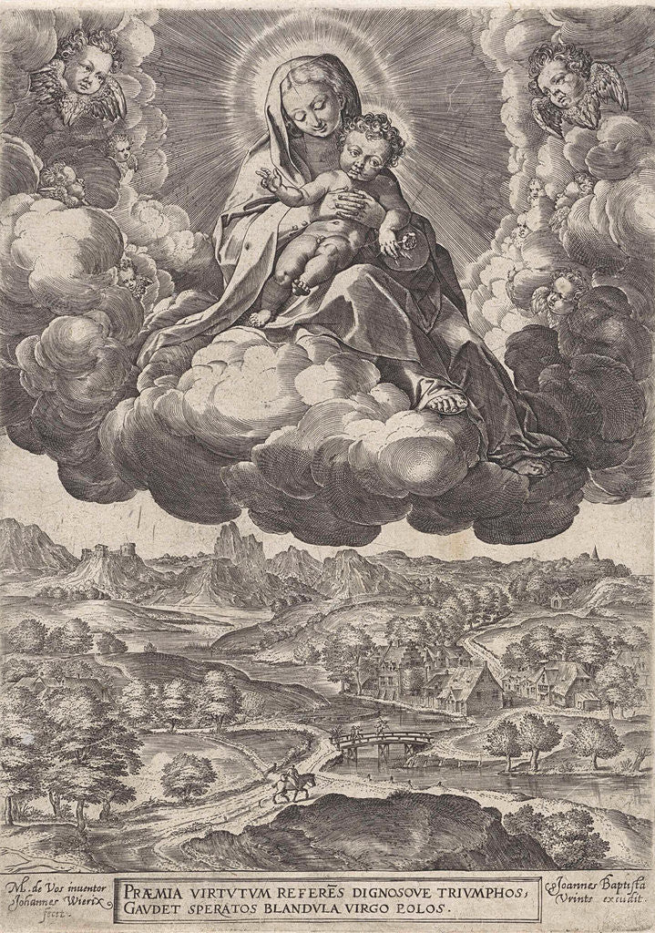 Detail of Mary with the Christ child in the clouds by Johannes Baptista Vrints I