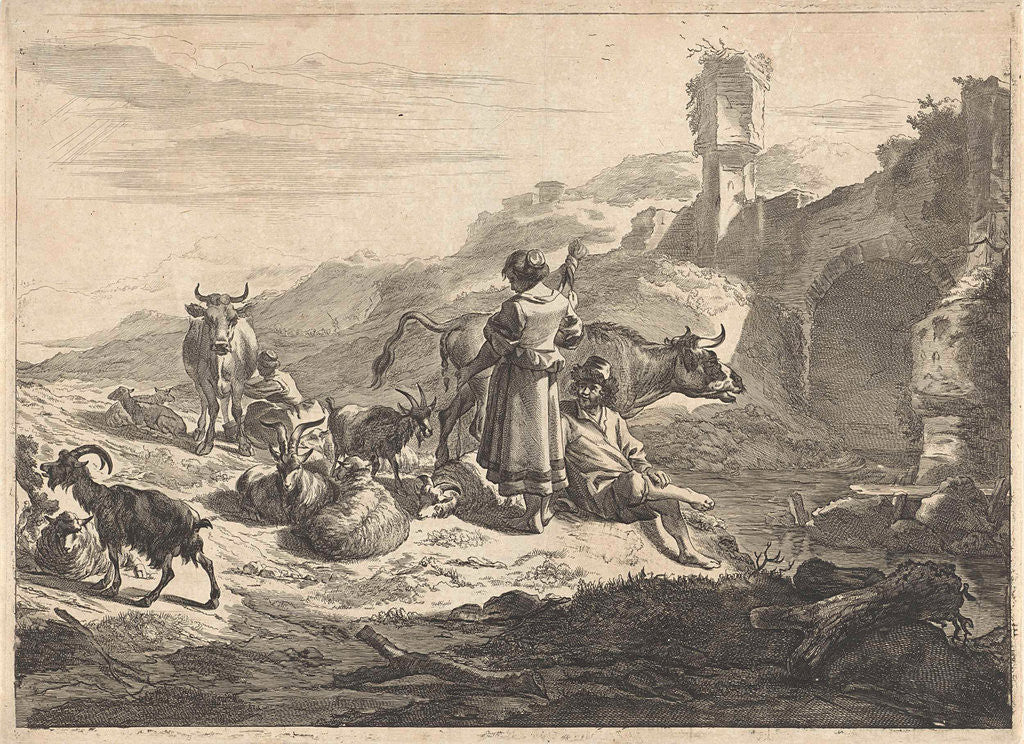 Detail of Standing spinster by Cornelis Visscher II