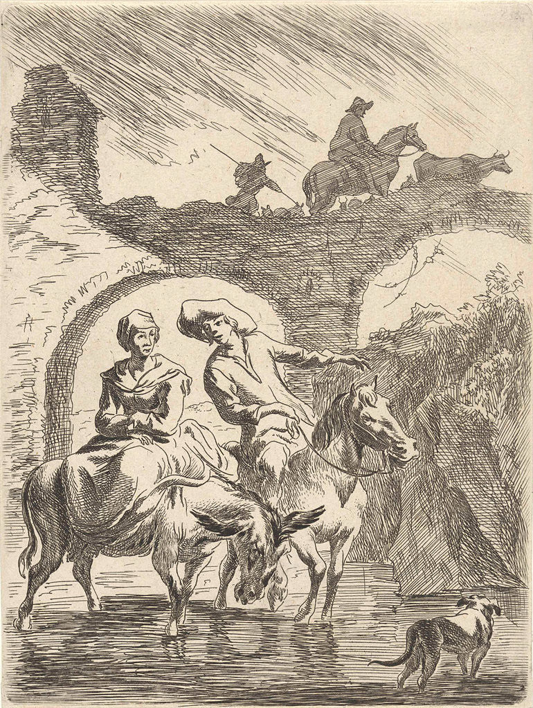 Detail of Dilapidated bridge by Nicolaes Pietersz. Berchem