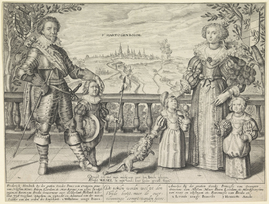 Detail of Family Portrait of Frederik Hendrik, Amalia and their children William II, Henriette and Louise Henriette Amalia by Crispijn van de Passe II