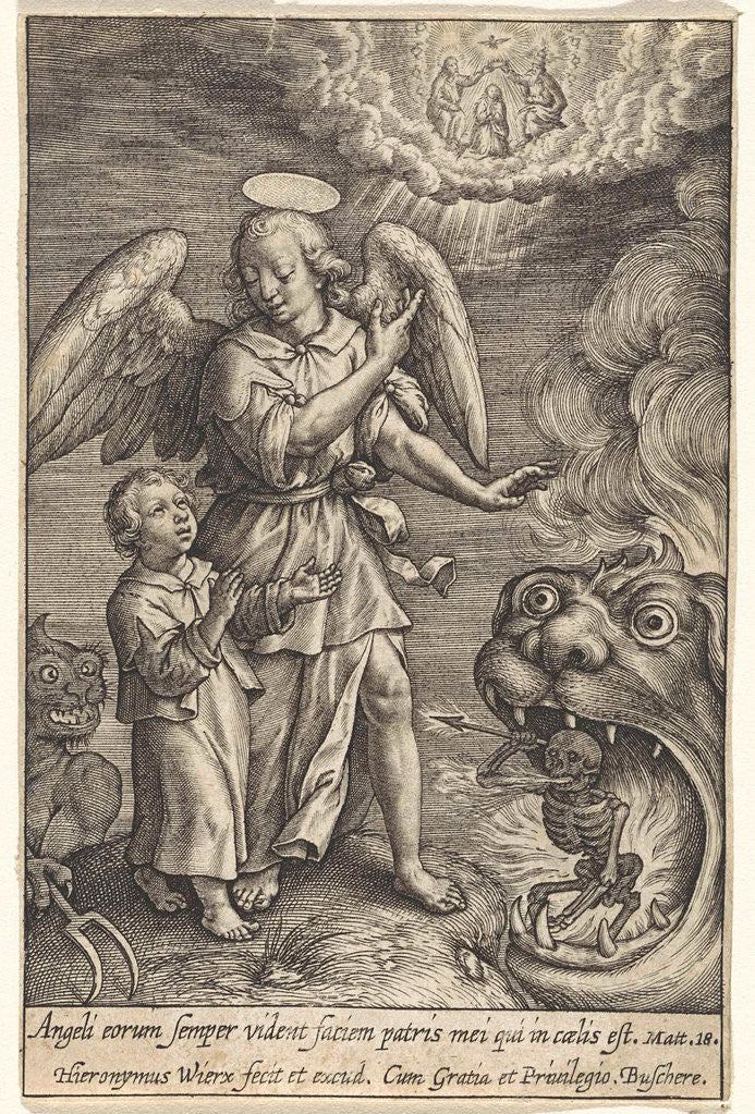 Detail of Child with guardian angel by Hieronymus Wierix