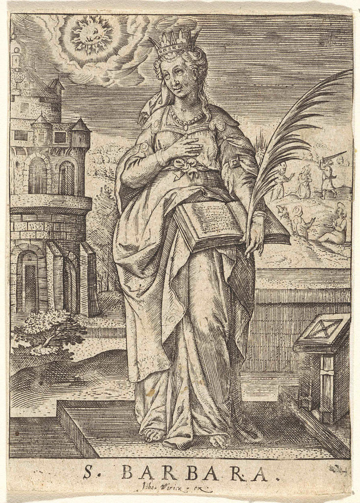 Detail of St. Barbara by Johannes Wierix