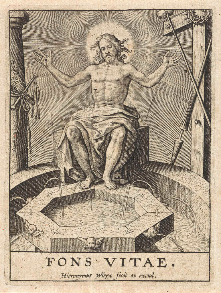 Detail of Christ as the fountain of life (Fons Vitae) by Hieronymus Wierix