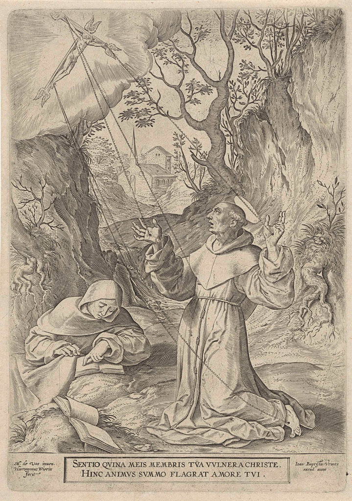 Detail of Francis of Assisi receiving the stigmata of Christ by Johannes Baptista Vrints I