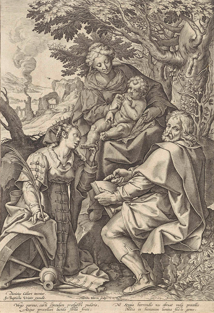 Detail of Holy Family, accompanied by Catherine of Alexandria by Johannes Baptista Vrints I