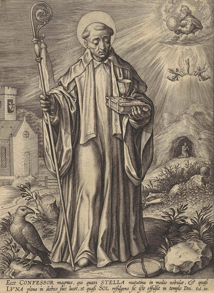 Detail of H Benedict of Nursia by Hieronymus Wierix