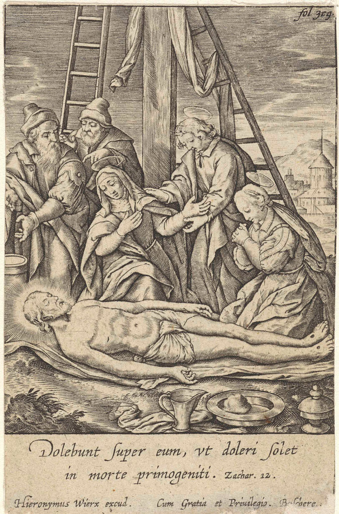 Detail of Lamentation of Christ by Hieronymus Wierix