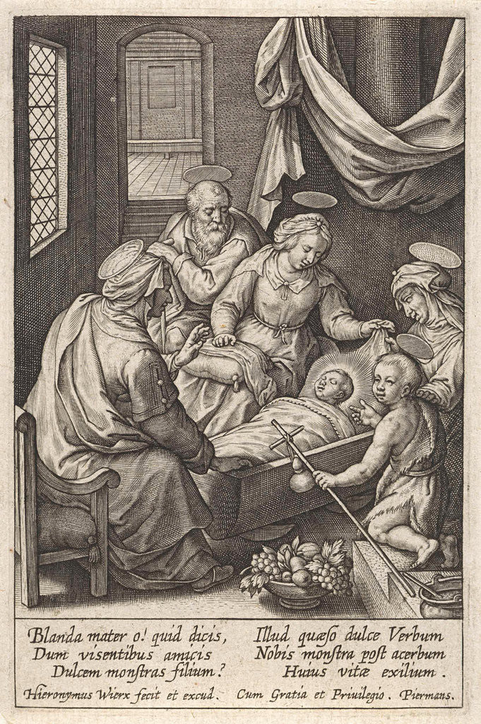 Detail of Christ child sleeps in the crib by Hieronymus Wierix