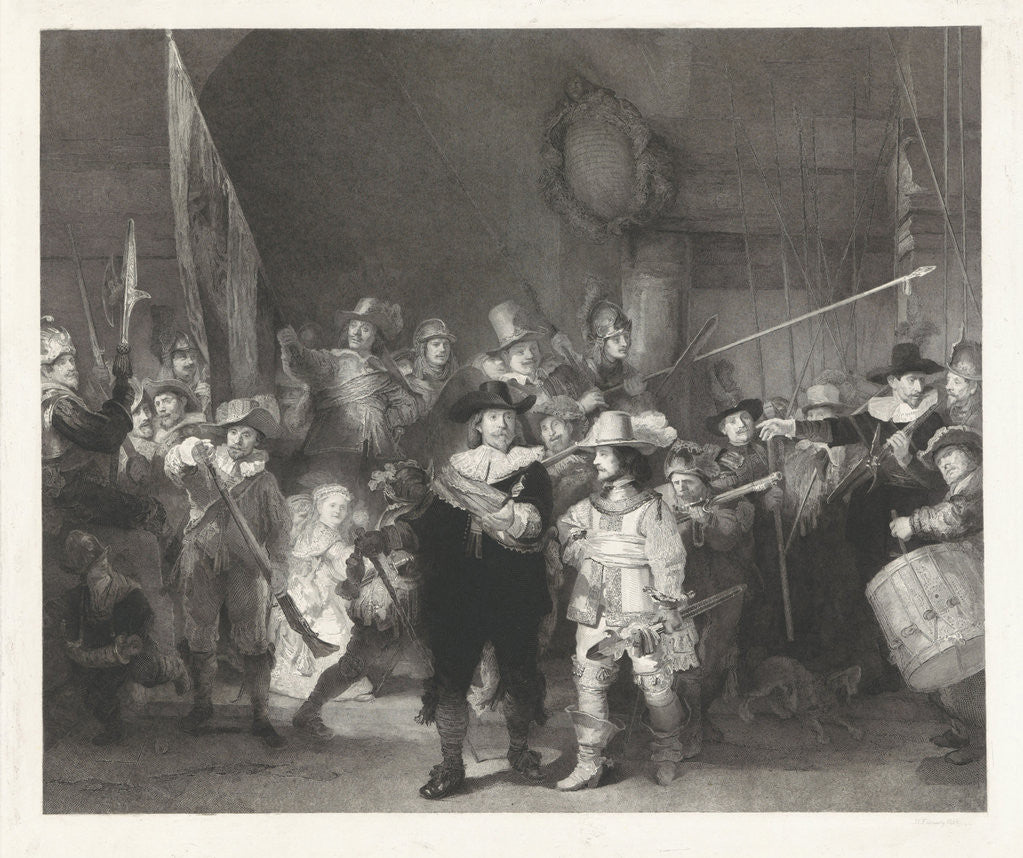 Detail of The corporal Company of Captain Frans Banninck Cocq and Lieutenant Willem van Ruytenburch, known as the Night Watch by Johann Wilhelm Kaiser I