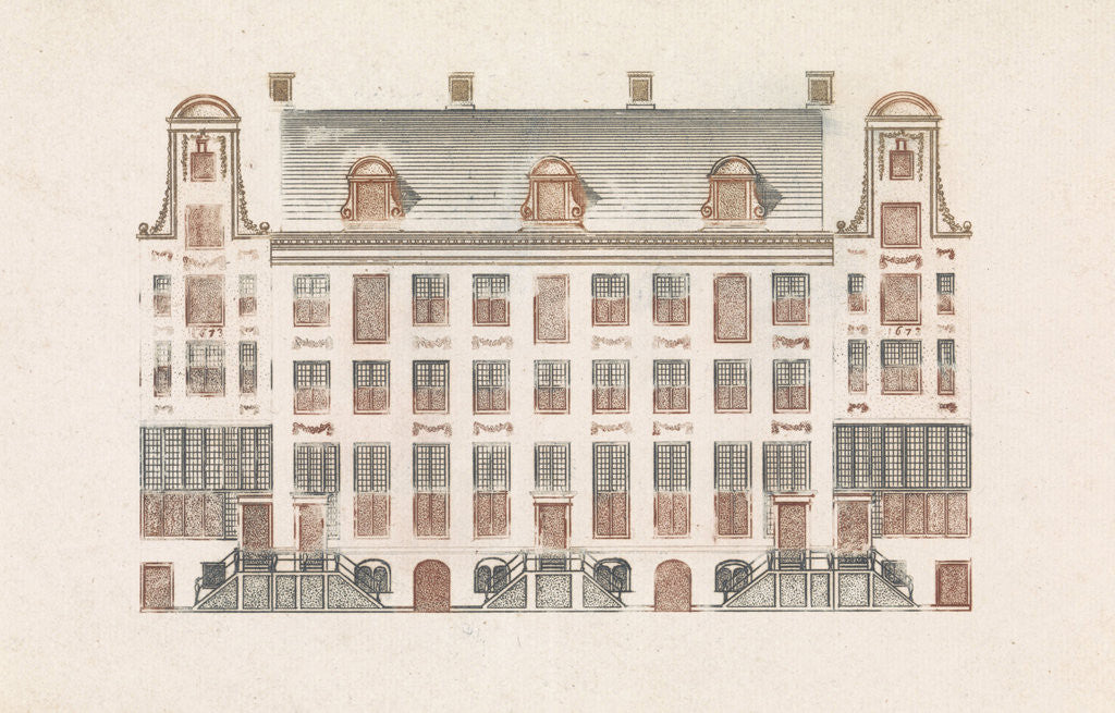 Detail of Amsterdam canal houses on the Keizersgracht 518-526 by Johan Teyler