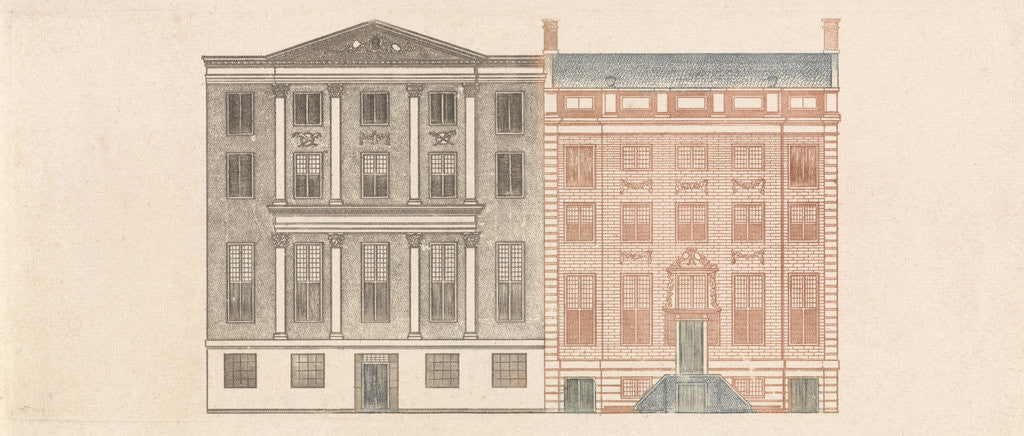 Detail of Amsterdam canal houses along the Herengracht 412 and 472 by Johan Teyler