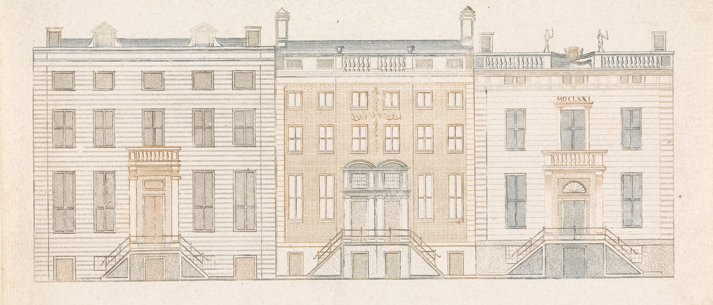 Detail of Amsterdam canal houses along the Herengracht 450-456 by Johan Teyler