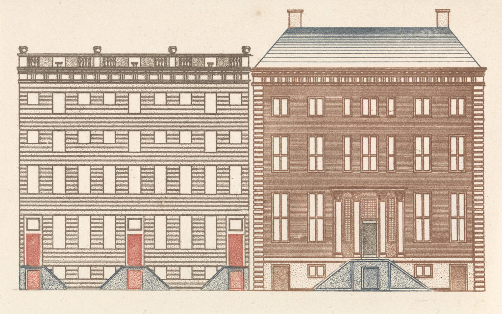 Detail of Amsterdam canal houses on the Keizersgracht 452 and 480-476 by Johan Teyler