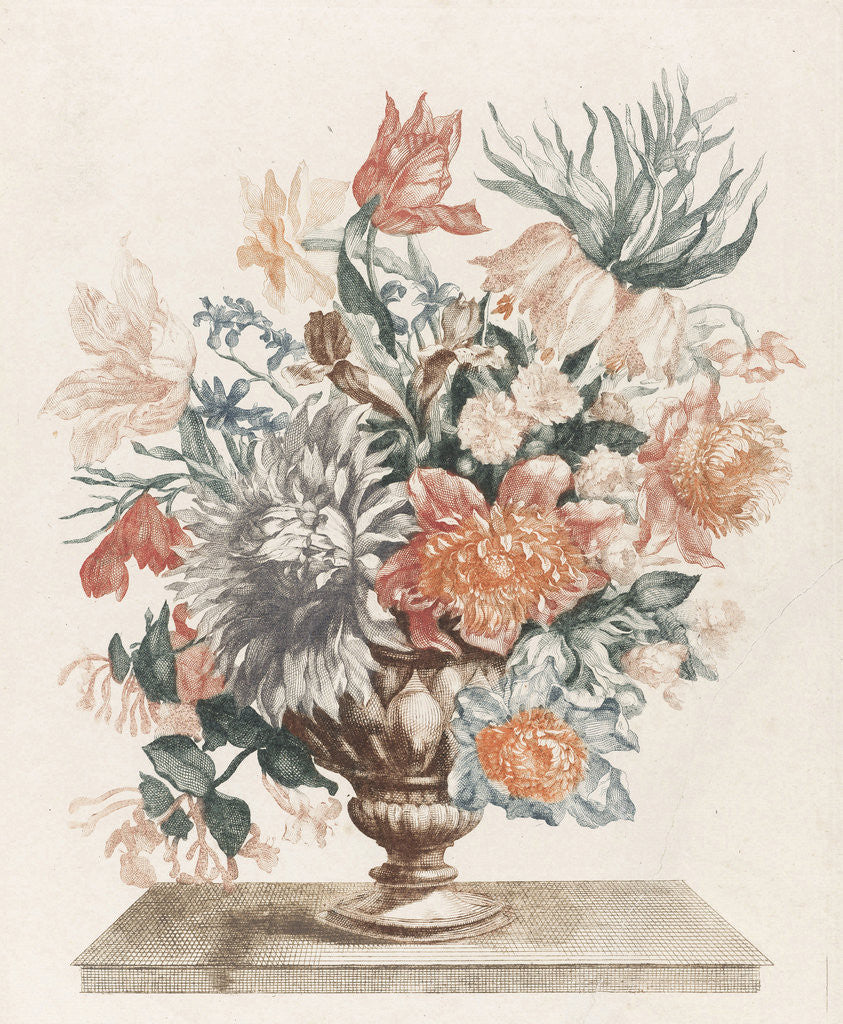 Detail of Stone vase with flowers on a platter by Johan Teyler