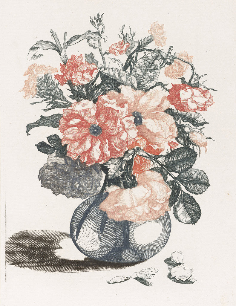 Detail of Glass vase with flowers by Anonymous