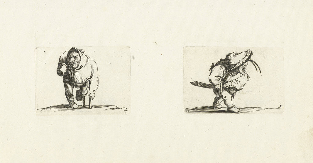 Detail of Dwarf, from the front, leaning on a crutch by Jacques Callot