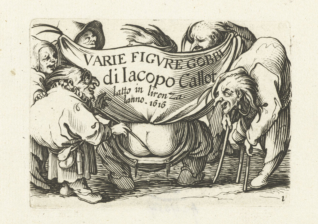 Detail of Title page for series 'Several dwarfs', 'Varie figure gobbi di Jacopo Callot' by Abraham Bosse