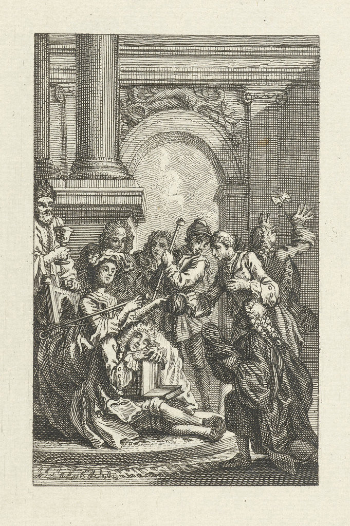 Detail of Sleeping man surrounded by men by Anonymous