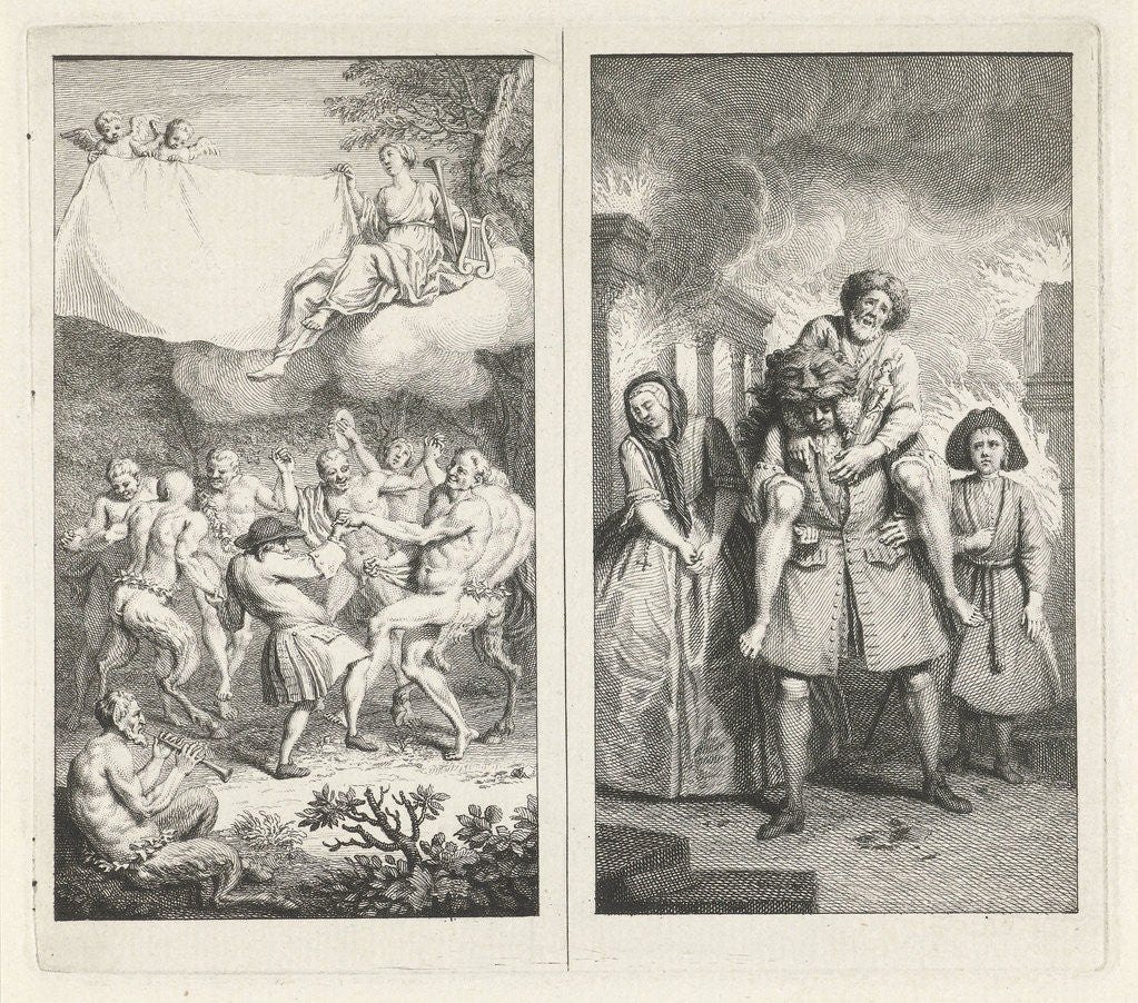 Detail of Playwright Paul Scarron dances with satyrs, fauns and maenads by Anonymous