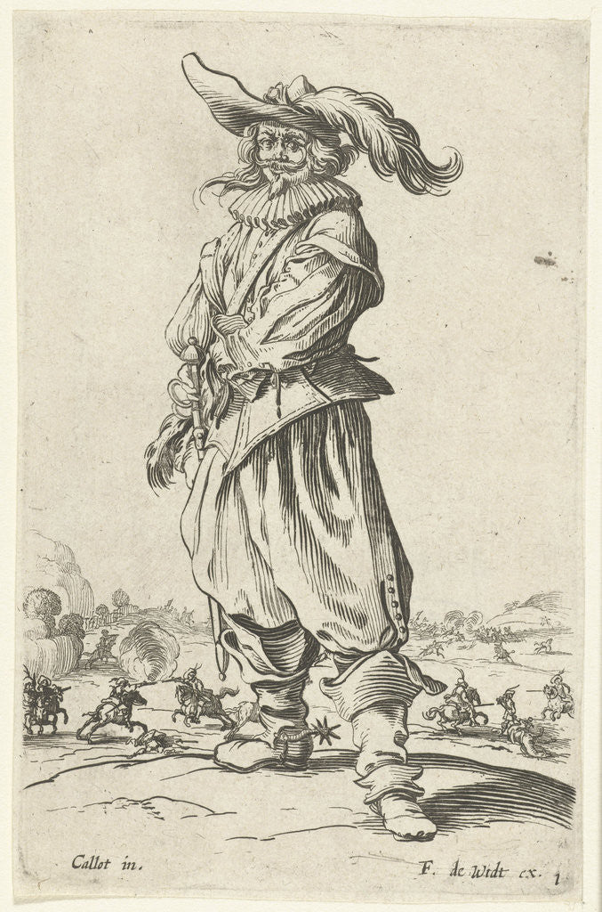 Detail of Horseman with plumed hat, seen from the front by Frederik de Wit